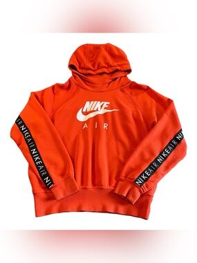 Nike Air Men's Hoodie in Bright Orange with White Logo - Size Medium